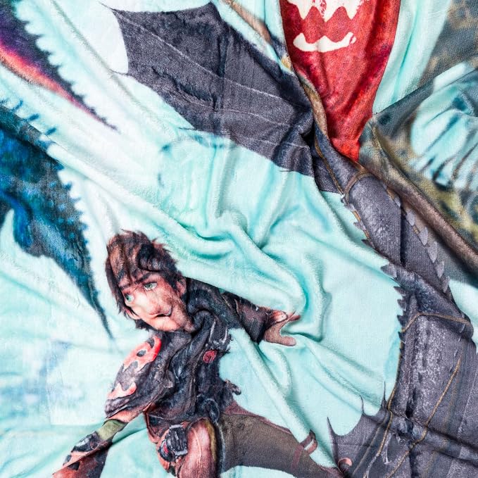 Silver Buffalo How to Train Your Dragon, Fleece Throw Blanket, 45x60in | Plush, Hiccup and Night Fury