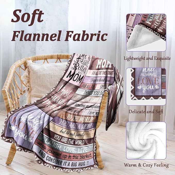 Gift for Mom Blanket, Mom Birthday Gifts, Cool Mom Gift from Daughter Son, Presents for Mothers Day Christmas Moms Throw Blanket 50"x60"