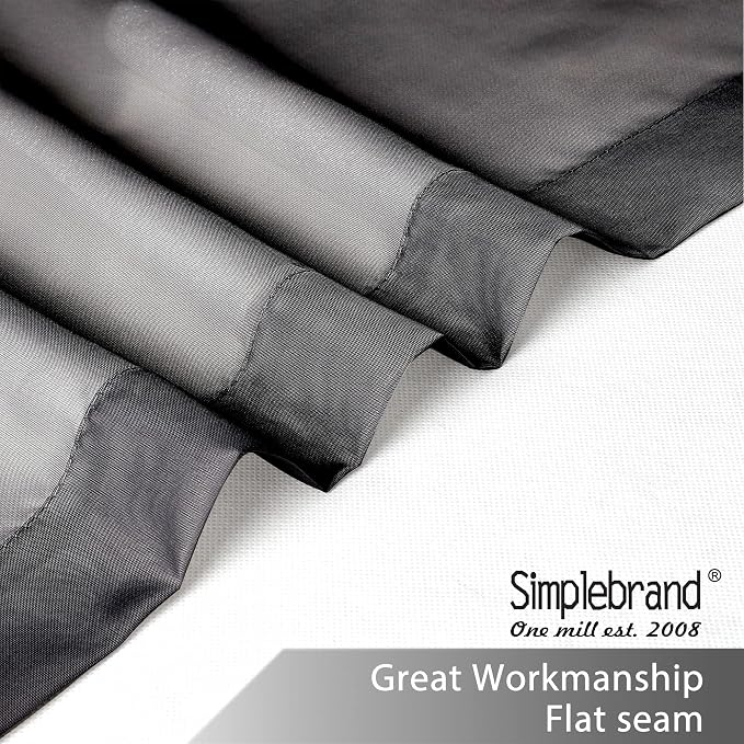 Simplebrand Black Sheer Curtains 63 Inch Length 2 Panels, Rod Pocket Solid Color Window Sheer Curtain Panels, Elegant Curtains & Drapes for Living Room, Bedroom 2 Panels (Black, 42" W x 63" L)