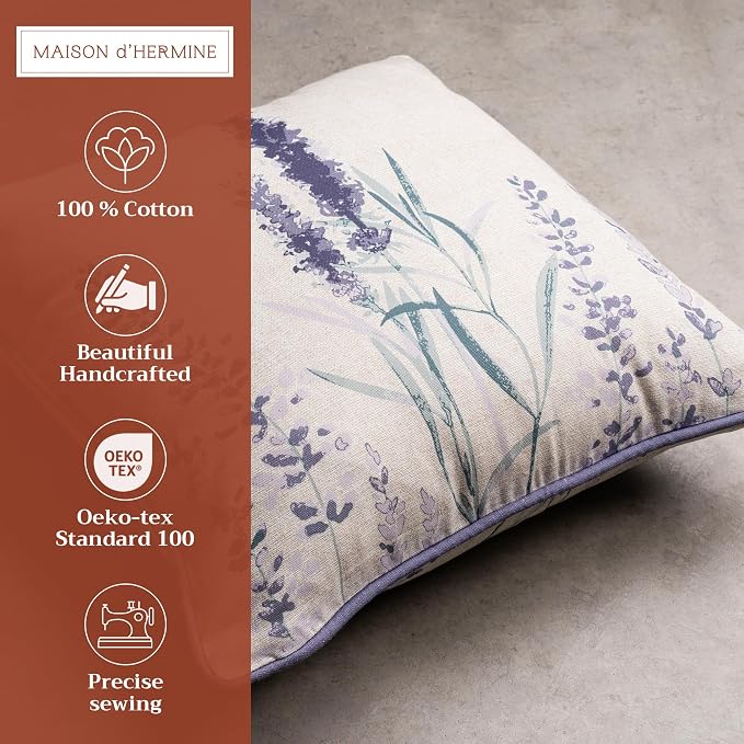 Maison d' Hermine Throw Pillow Covers 100% Cotton (20" x 20" - Pack of 1)