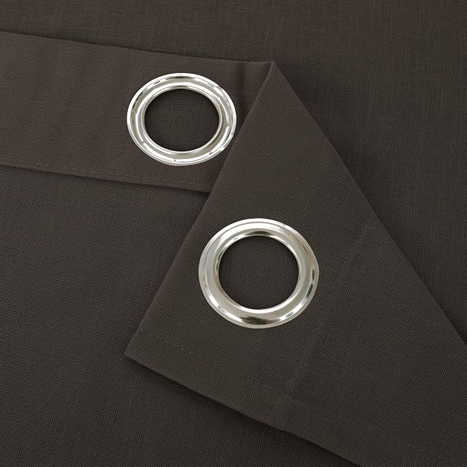 YoungsTex Extra Long Brown Linen Curtains 95 Inch Length for Living Room, Light Filtering Drapes Semi Sheer with Grommet Rustic for Dining Bedroom, 2 Panels, 52 X 95 Inch