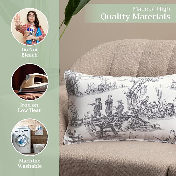 Maison d' Hermine Throw Pillow Covers 100% Cotton (12" x 20" - Pack of 1)
