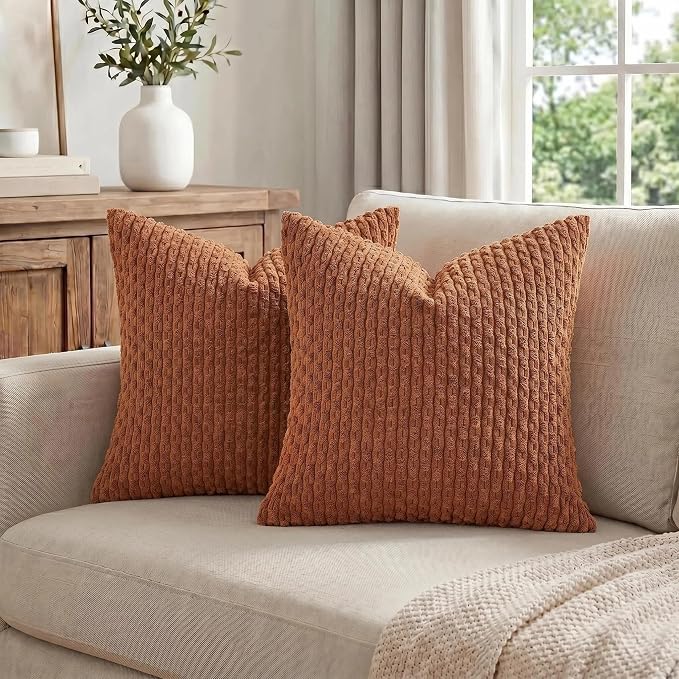 Rust Decorative Throw Pillow Covers 18x18 Inch Set of 2 Boho