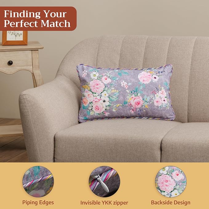 Maison d' Hermine Throw Pillow Covers 100% Cotton (12" x 20" - Pack of 1)