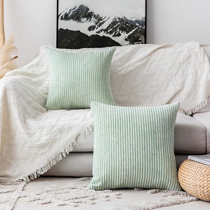 Home Brilliant Decorative Pillow Covers for Couch Sage Green Throw Pillow Covers 45x45 Set of 2 18 x 18 Pillow Cover Sofa Bench Decor, 18x18 inch, Mint