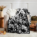 WDCOZY Halloween Throw Blanket Reversible Super Soft Knitted Blankets for Couch Bed Sofa Microfiber Warm Cozy Comfy Lightweight Fall Comfort Fluffy Fuzzy Knit Blanket Cute 50x60 Inches Skull & Bones