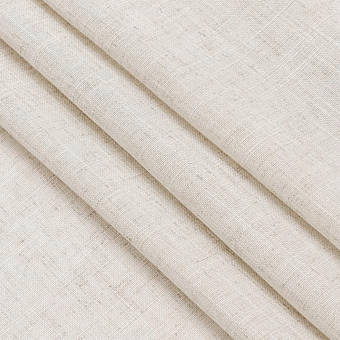 Beige Linen Curtains 84 Inch Length 2 Panels Back Tab Rod Pocket Semi Sheer Bedroom Curtains Light Filtering Country Closet Curtain Drapes Netural Farmhouse Window Panels for Living Dining Room 42x84