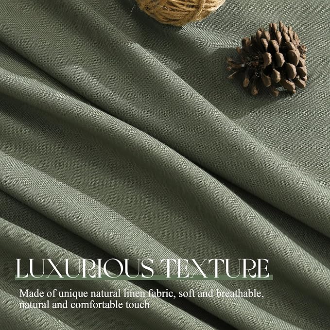 Jowels Olive Green Linen Curtains 108 Inch Long 2 Panels for Living Room | Loden Light Filtering Semi Sheer Curtain, Back Tab Pocket Pleated Look,Farmhouse Textured Privacy Drapes for Bedroom Window