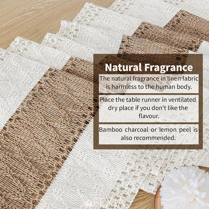 FEXIA Boho Table Runner for Fall Home Decor 12x90 Rustic with Tassels | 90 Inches Long Farmhouse Kitchen Dining Room Macrame Burlap Coffee Table Decoration Dresser Runner Pottery Barn Furniture