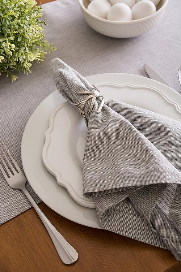 DII Chambray Kitchen, Tabletop Collection, Gray, 14x108 Table Runner