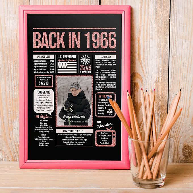 Happy 59th Birthday Decorations For Women - Personalized 59 Year Old Gifts for Her, 59 Birthday Decorations Rose Gold, 59 Yr Old Bday Decor, Party Supplies, Back In Poster, Female Birthday Presents