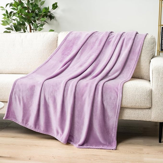 PAVILIA Fleece Blanket Throw Twin Size | Super Soft, Plush, Luxury Flannel Throw | Lightweight Microfiber Blanket for Sofa Couch Bed (Lavender Light Purple, 60x80 inches)