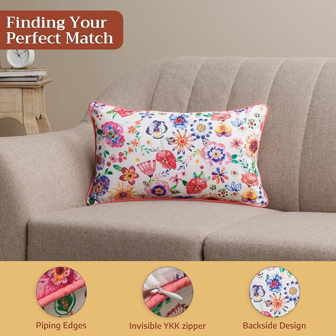Maison d' Hermine Throw Pillow Covers 100% Cotton (12" x 20" - Pack of 1)