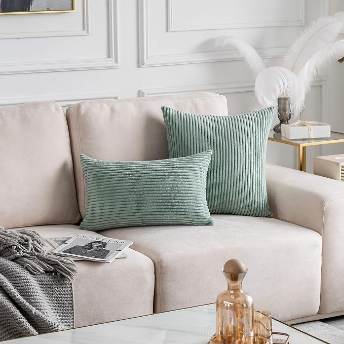 Home Brilliant Sage Pillow Covers 16x16 Sofa Couch Green Pillow Covers Square Throw Pillows for Bedroom Couch Sofa Decor, 40x40 cm, Iceburg Green