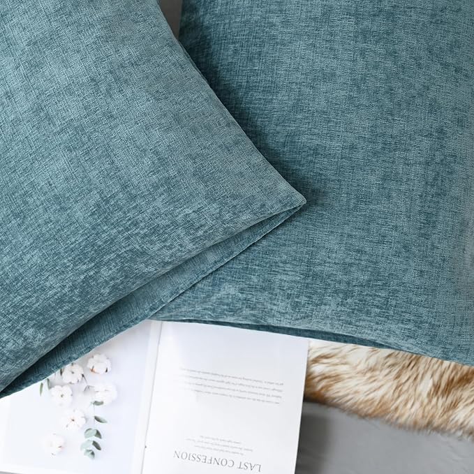 CaliTime Decorative Standard Throw Pillow Covers 26 X 20 Inches Smoke Blue