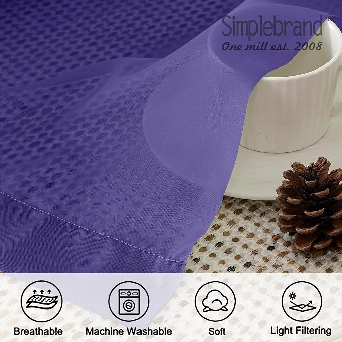 Simplebrand Purple Sheer Curtains 63 Inch Length 2 Panels, Rod Pocket Solid Color Window Sheer Curtain Panels, Elegant Curtains & Drapes for Living Room, Bedroom (Purple, 42" W x 63" L)