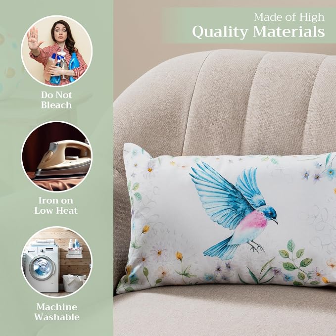 Maison d' Hermine Throw Pillow Covers 100% Cotton (12" x 20" - Pack of 1)