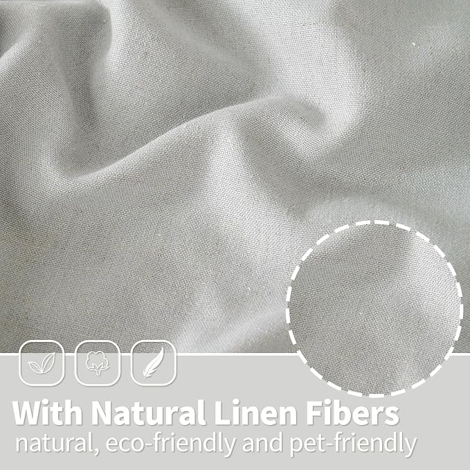 YoungsTex 72 Inch Length Grey Linen Curtains for Living Room, Light Filtering Window Drapes with Grommet Rustic Semi Sheer Privacy for Dining Bedroom, 2 Panels, 52 X 72 Inch