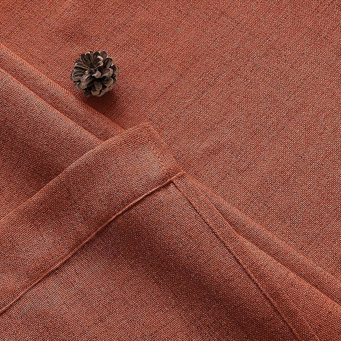 MIULEE Faux Linen Curtains 63 Inch Length 2 Panels Natural Burnt Orange Semi Sheer Curtain with Back Tab Rod Pocket, Light Filtering Window Privacy Burlap Drapes for Living Room Bedroom 42W x 63L