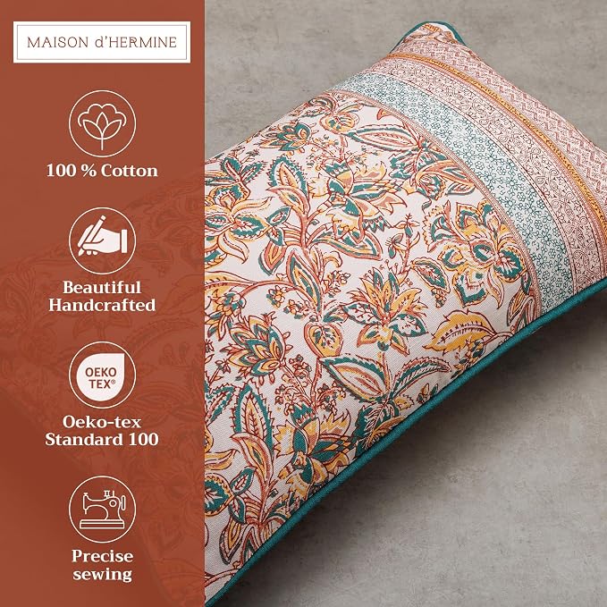 Maison d' Hermine Throw Pillow Covers 100% Cotton (12" x 20" - Pack of 1)