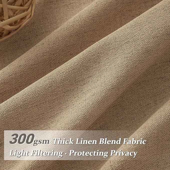 Extra Long Rust Brown Semi Sheer Living Room High Ceiling Curtains 108 Inch 2 Panels Set, Memory Shape Pinch Pleated Linen Blend Light Filtering Elegant Curtain & Drapes for Large Window 40"W x 108"L