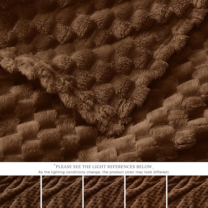 EXQ Home Gentle Soft Fleece Throw Blanket – Cozy Lightweight 3D Imitation Turtle Shell Jacquard Blanket for Couch Bed – All-Season Warm Fuzzy Flannel Blanket for Women Mom Gift(50"x70",Coffee)