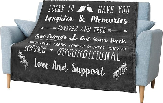 PAVILIA Best Friend Blanket - Friendship Gifts for Women, Soul Sister & Long Distance Bestie Gift, Soft Cozy Fleece Throw with Sentimental Quotes, BFF Birthday Gift Idea, Gray