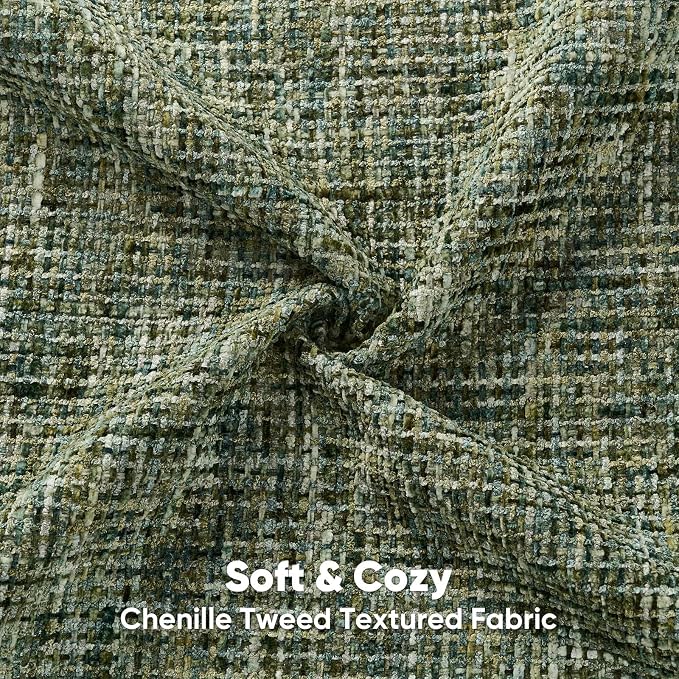 FUTEI Pack of 2 Chenille Tweed Vintage Throw Pillow Covers 22x22 Inch Soft Decorative Cushion Case Modern Farmhouse Accent for Couch Bed Living Room, Dark Green