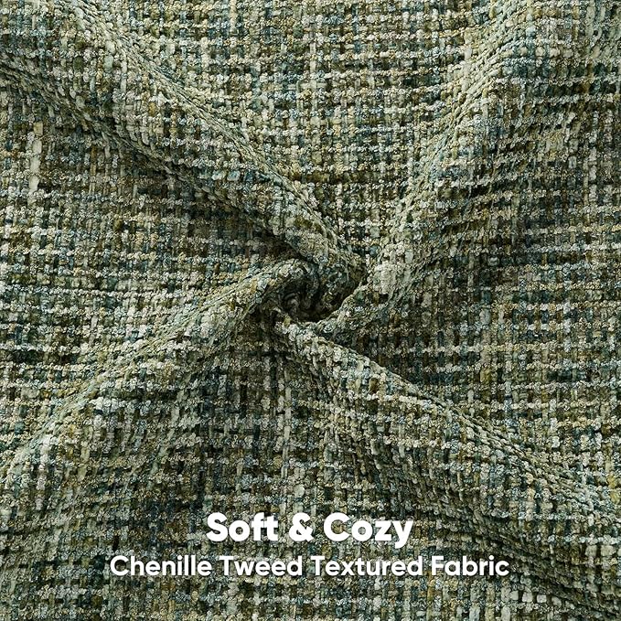 FUTEI Pack of 2 Chenille Tweed Vintage Throw Pillow Covers 26x26 Inch Soft Decorative Euro Pillow Shams Modern Farmhouse Accent for Couch Bed Living Room, Dark Green