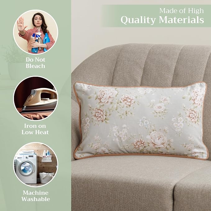 Maison d' Hermine Throw Pillow Covers 100% Cotton (12" x 20" - Pack of 1)