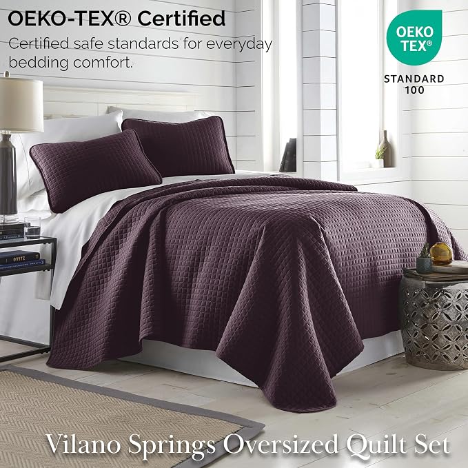Southshore Fine Living, Inc. Quilts, Queen Size/Full Size Quilt Bedding Set, Stain & Pet Hair Resistant Bedding, Coverlet Queen Size/Full Size Lightweight Bedspread with 2 Pillow Shams, Purple
