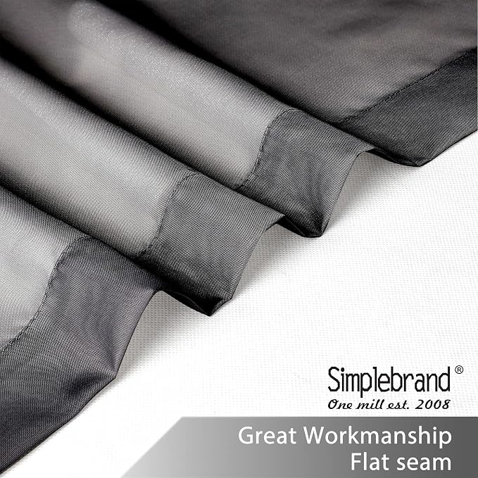 Simplebrand Black Sheer Kitchen Cafe Curtains - 36X36 Inch, 2 Paneled Tier Curtain Rod Pocket Sheers for Bathrooms, Small Windows