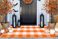 Front Porch Rug 24''x51''Orange and White Outdoor Rug Cotton Washable Fall Door Mat Outdoor for Layered Doormat Halloween Door Mat Kitchen Farmhouse Entryway