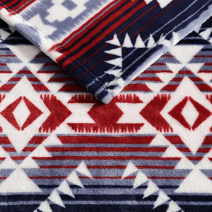 Wrangler - Fleece Throw Blanket for Couch 50x70, Ultra Soft Reversible Plush Blanket, Americana Decor, Western Style Throw for Sofa, Bed, Living Room (Jericho Red)