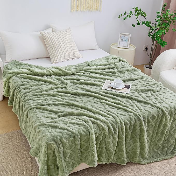 Aganear Flannel Throw Blanket - Cozy Soft Lightweight Fuzzy Blanket for Women Portable Throw Blankets for Couch, Warm Present for Birthday, Christmas, Halloween, Housewarming(50"x60", Sage Green)