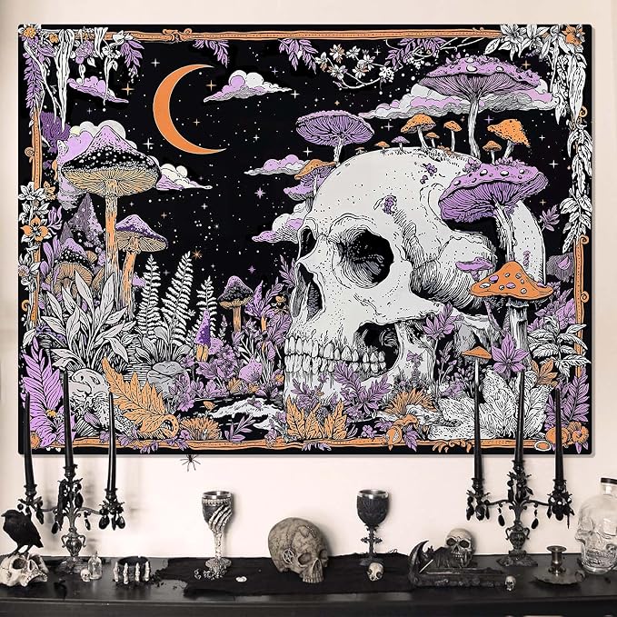 Accnicc Mushroom Skull Tapestry 60 x 44 Inch