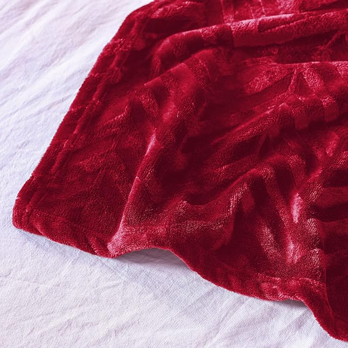 Whale Flotilla Flannel Fleece Bed Blanket Queen Size, Red | Lightweight Breathable Soft Bedspread, Plush Fluffy Coverlet Chevron Design Decorative Blanket for All Season, 90x90 Inch