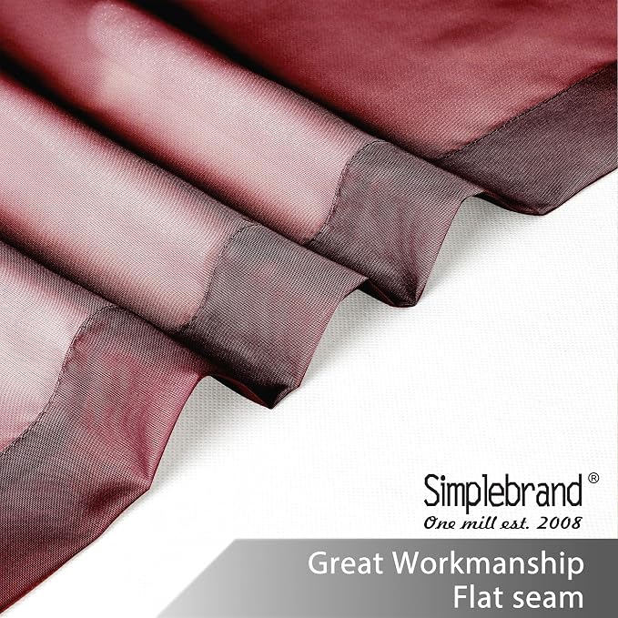 Simplebrand Red Sheer Panles 72 Inches Long 2 Panels for Living Room, Rod Pockets Airy Window Treatments Voile Sheer White Curtains Panels Lightweight for Front Back Patio Glass Door, 42" Width