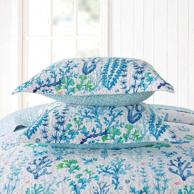 NEWLAKE Quilt Bedspread Sets - West Coastal Pattern Reversible Coverlet Set, King Size