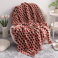 NTBAY Acrylic Knit Throw Blanket, 51 x 67, Red and White Striped | Lightweight Acrylic Wave-Knit Throw with 7 Inch Tassels for Sofa, Bed, Reading, Travel, and Decorative Layering