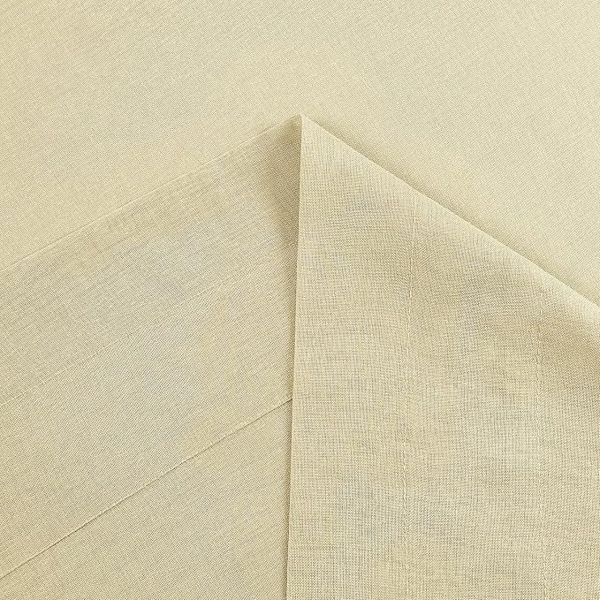 Beige Sheer Curtains 60x84 Inch Grommet Linen Look Set of 2 Panels