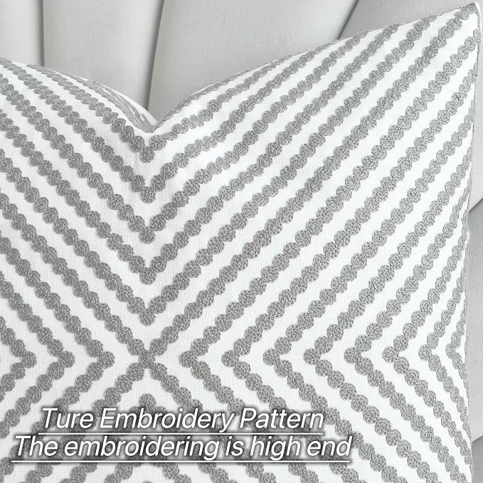 Slow Cow Decorative Embroidery Cushion Cover Grey Dots Embroidered Throw Pillow Cover 18 x18 Inches
