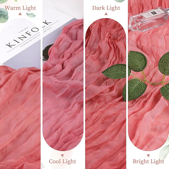 12 Pack Rose Cheesecloth Table Runner 35×120Inch Fall Boho Gauze Home Decor | Rustic cheese cloths Sheer Gauze for Wedding Bridal Baby Shower Birthday Party Table Decor Halloween Thanksgiving Christmas