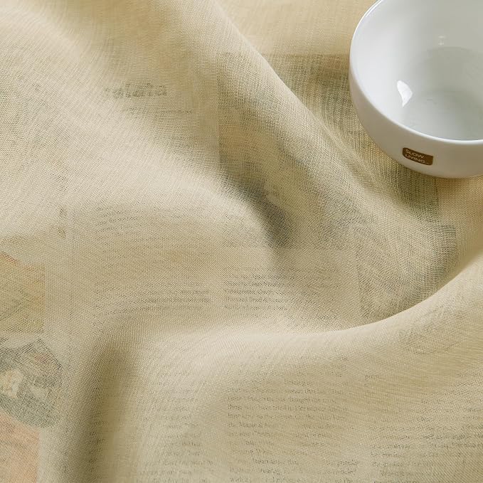 DWCN Sheer Curtains Grommet Window Curtain for Bedroom Beige Voile Sheer Curtains Set of 2 Panels 52 x 54 Inch Long,