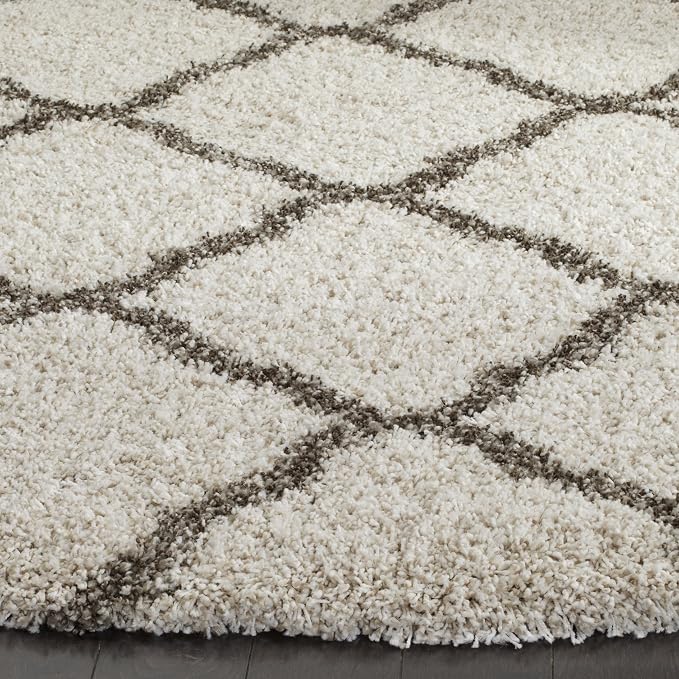 SAFAVIEH Hudson Shag Round Rug 9', Plush Ivory & Grey SGH283A
