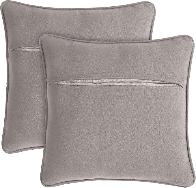 Boho Living 18x18 Grey Throw Pillow Covers only Pillow Insert not Included - Boho Pillow Covers Only, Pack of 2