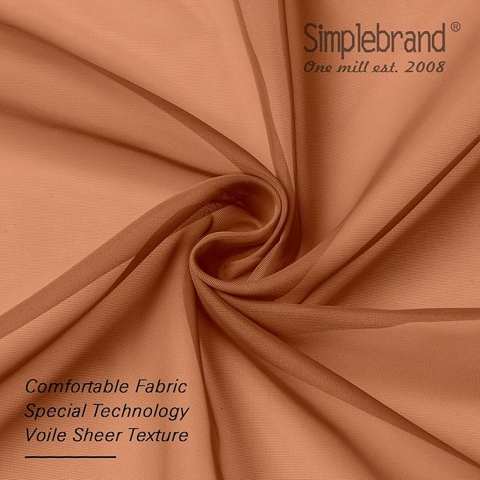 Simplebrand Orange Sheer Curtains 63 Inch Length 2 Panels, Rod Pocket Solid Color Window Sheer Curtain Panels, Elegant Curtains & Drapes for Living Room, Bedroom (42" W x 63" L)