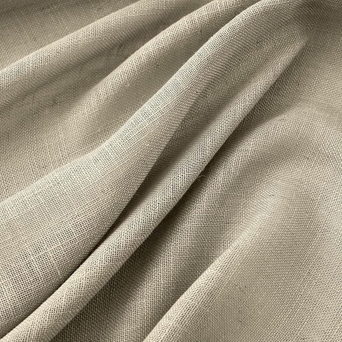 MIULEE Oatmeal Linen Curtains 52x108 Inch Long for Bedroom and Living Room | 2 Panels, Soft Thick Linen Textured Natural Window Drapes, Semi Sheer Light Filtering, Back Tab Rod Pocket, Burlap Look Decor