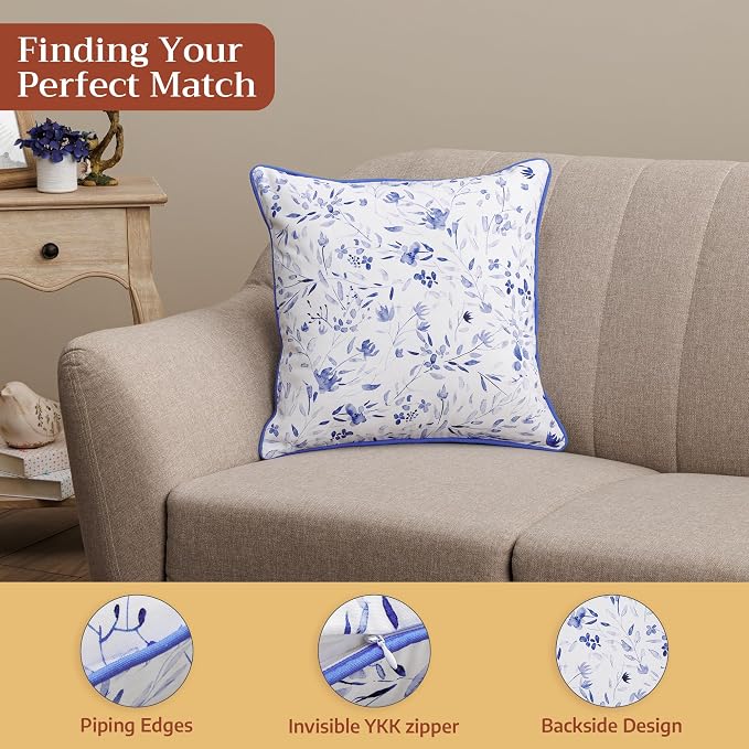 Maison d' Hermine Throw Pillow Covers 100% Cotton (18" x 18" - Pack of 1)
