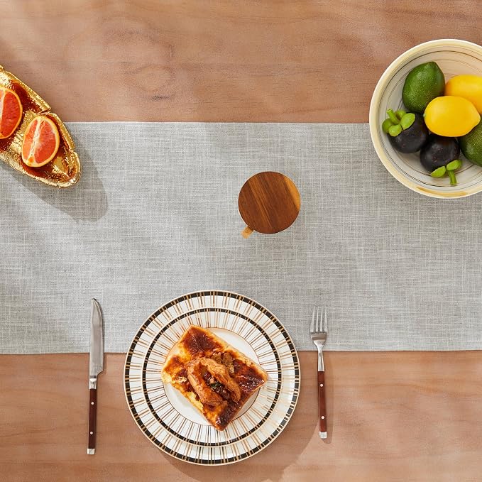 ZeeMart Rustic Cotton Linen Table Runner, 13x108 Inches Light Grey | Farmhouse Style Linen Table Runners 108 Inches Long, Washable Kitchen Dining Table Decoration for Home Party Decor
